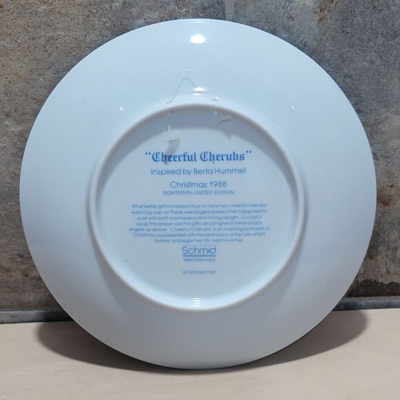 Schmid Hummel Christmas 1988 Cheerful Cherubs Decorative Wall Hanging Plate - Picture 2 of 12